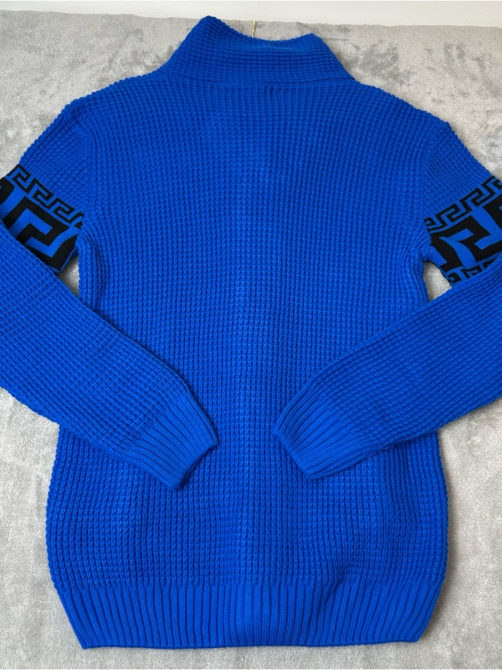 Suslo Couture Sweater Cardigan Italian Baroque Black & Blue Men’s Size L Jacket - Picture 9 of 16